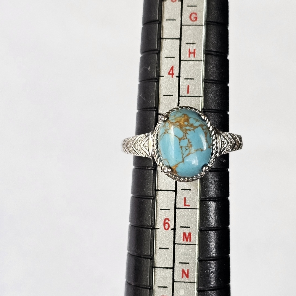 Genuine Turquoise Ring in Platinum over Sterling Silver Sz 5! - Picture 6 of 7